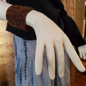 Two beaded elastic bracelet cuffs